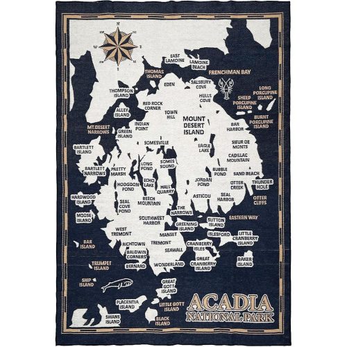 Factory Second Acadia National Park Wool Throw Navy active Dry clean or hand wash