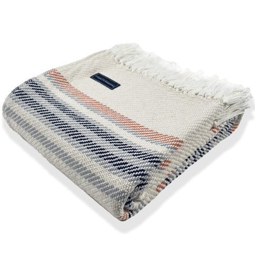 Adirondack Cotton Throw Natural Navy active Current group-gallery machine washable Stripes