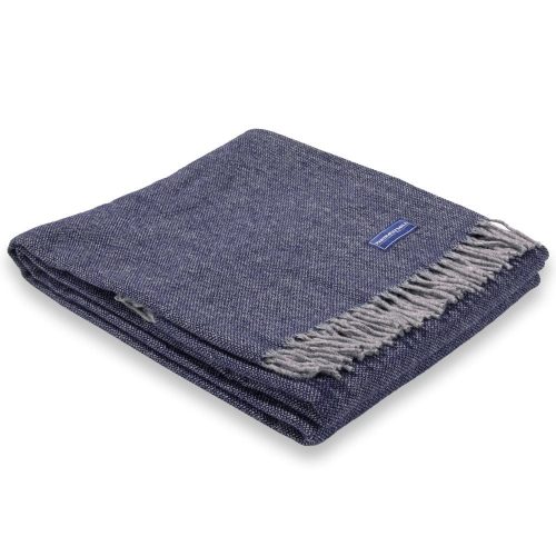 Ashby Wool Throw Blanket Navy Twill active Current group-gallery machine washable personalization Solids