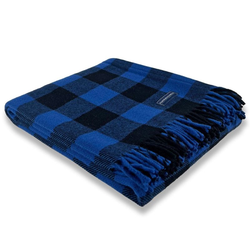 Buffalo Check Wool Throw Blanket Admiral Blue Black active Current Full Price group-gallery machine washable Patterns & Plaids