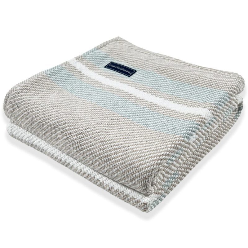 Cabin Cotton Throw White Oyster Surf active Current group-gallery machine washable Stripes