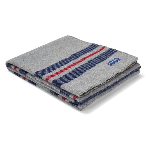 Cabin Wool Throw Heather Gray Navy Red active Current Full Price group-gallery machine washable personalization Stripes