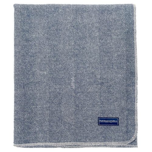 Factory Second Coastal Cottage Herringbone Wool Blanket - Blue Steel Blue Steel active Full group-gallery King machine washable Queen Solids Twin