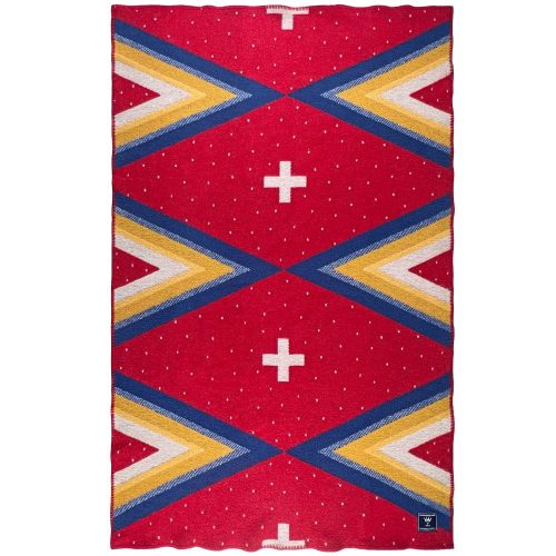 Dyani White Hawk Honor Wool Throw Red active Artist Collection Current Dry clean or hand wash Full Price