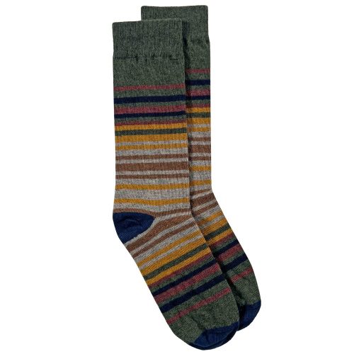 Festival Stripe Wool Sock - Olive Green active Current Full Price machine washable