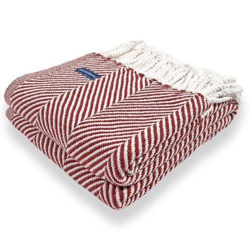 Monhegan Cotton Throw With Fringe Red Ochre With Fringe active All Throws Best Seller Cotton Throws Current Full Price FWM group-gallery Herringbone Collection Herringbone Throw machine washable personalization Regular Priced Throws