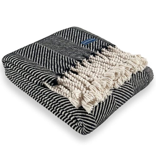 Islesboro Cotton & Alpaca Throw Natural Black active Current dry clean only Full Price group-gallery