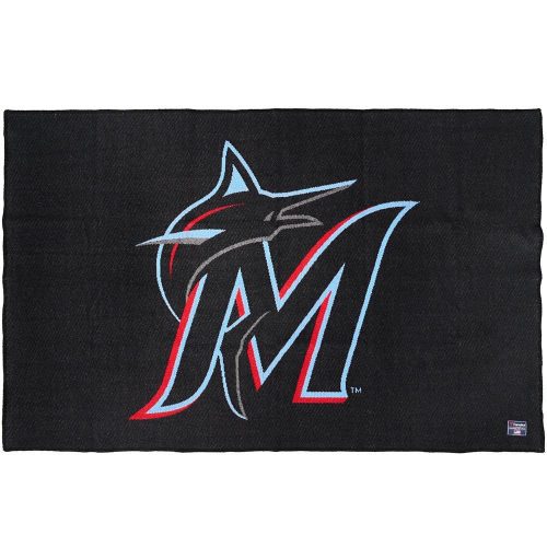 Miami Marlins Wool Throw Blanket Black active Current Dry clean or hand wash MLB personalization