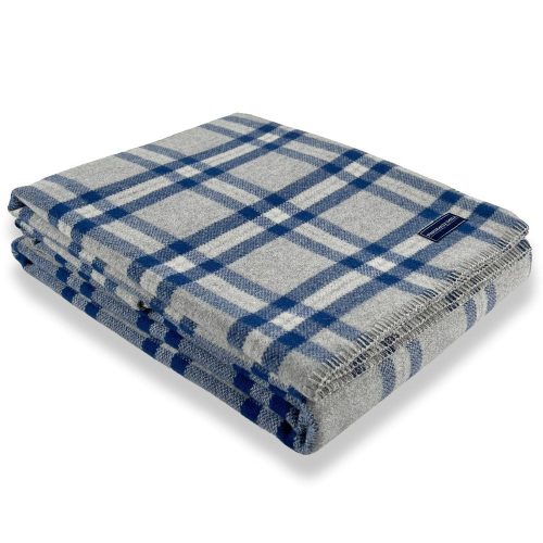 Minnehaha Falls Wool Blanket Blue active Full group-gallery King machine washable Patterns & Plaids Queen Twin