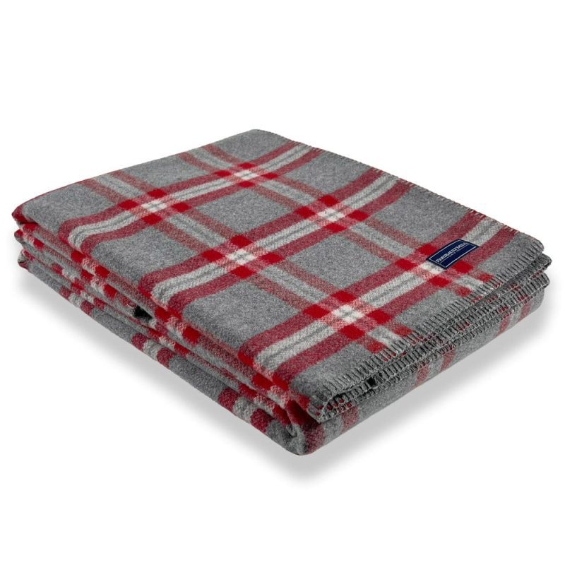 Minnehaha Falls Wool Blanket Red active Full group-gallery King machine washable Patterns & Plaids Queen Twin