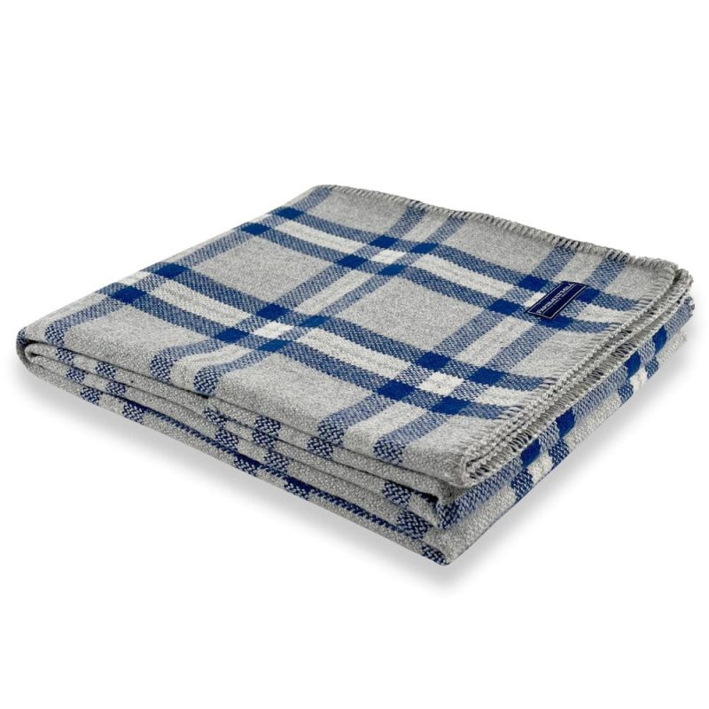 Minnehaha Falls Wool Throw Blue Gray active Current Full Price group-gallery machine washable Patterns & Plaids personalization