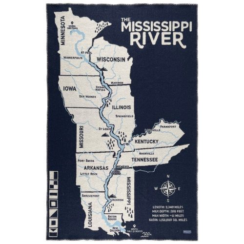 Mississippi River Wool Throw Mississippi River active Current Dry clean or hand wash Full Price Lakes & Maps