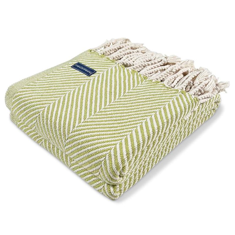 Monhegan Cotton Throw With Fringe Apple Green With Fringe active All Throws Best Seller Cotton Throws Current Full Price FWM group-gallery Herringbone Collection Herringbone Throw machine washable personalization Regular Priced Throws