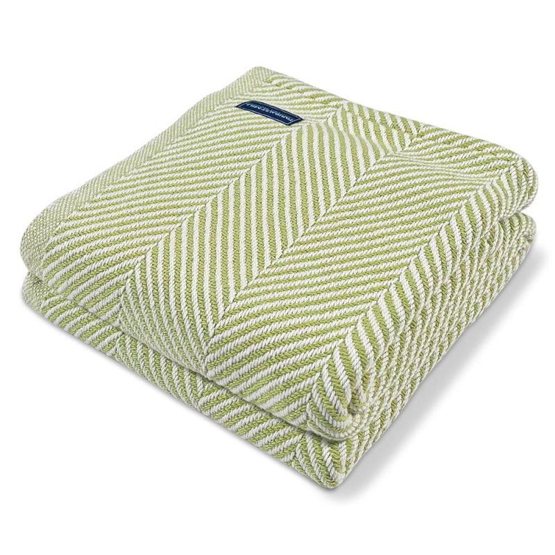 Monhegan Cotton Throw Without Fringe Apple Green Fringeless active All Throws Best Seller Cotton Throws Current Full Price FWM group-gallery Herringbone Collection Herringbone Throw machine washable personalization Regular Priced Throws