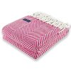 Monhegan Cotton Throw With Fringe - Rosy Rosy With Fringe active All Throws Best Seller Cotton Throws FWM Herringbone Collection Herringbone Throw machine washable Throws