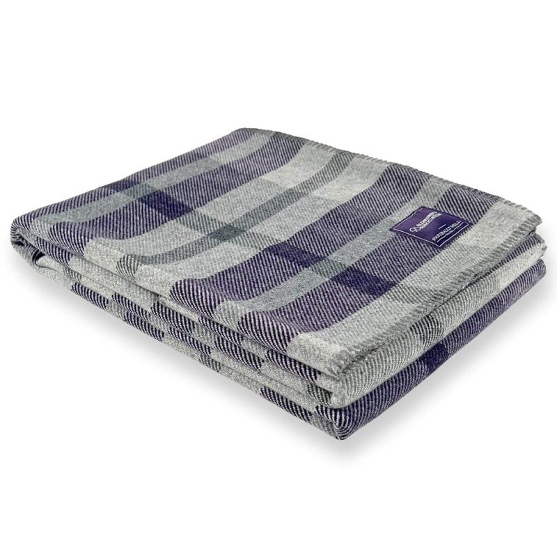 Northfield Plaid Alzheimer's Purple Wool Throw Blanket Purple active Current Full Price group-gallery machine washable Patterns & Plaids personalization