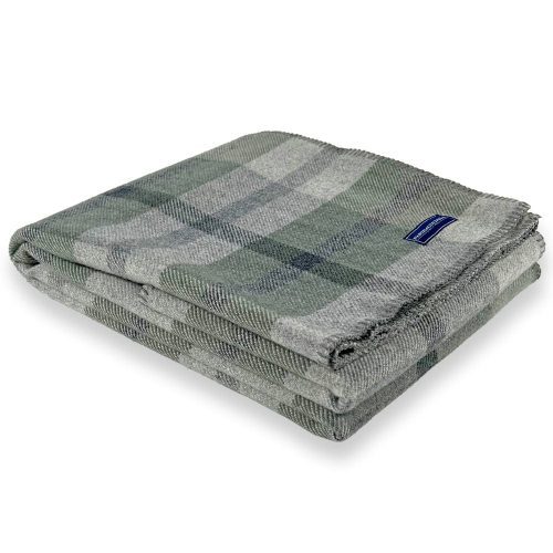 Factory Second Northfield Plaid Wool Throw Blanket - Sage Green active Current group-gallery machine washable Patterns & Plaids