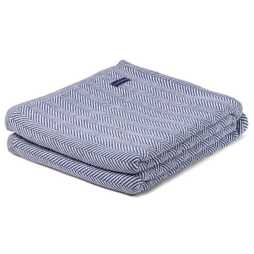 Penobscot Cotton Blanket White Indigo active Current Full Full Price group-gallery Herringbone King machine washable Patterns & Plaids personalization Queen Twin