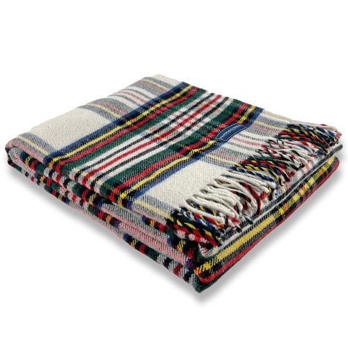 Stewart Plaid Wool Throw Blanket Natural active Current group-gallery machine washable Patterns & Plaids