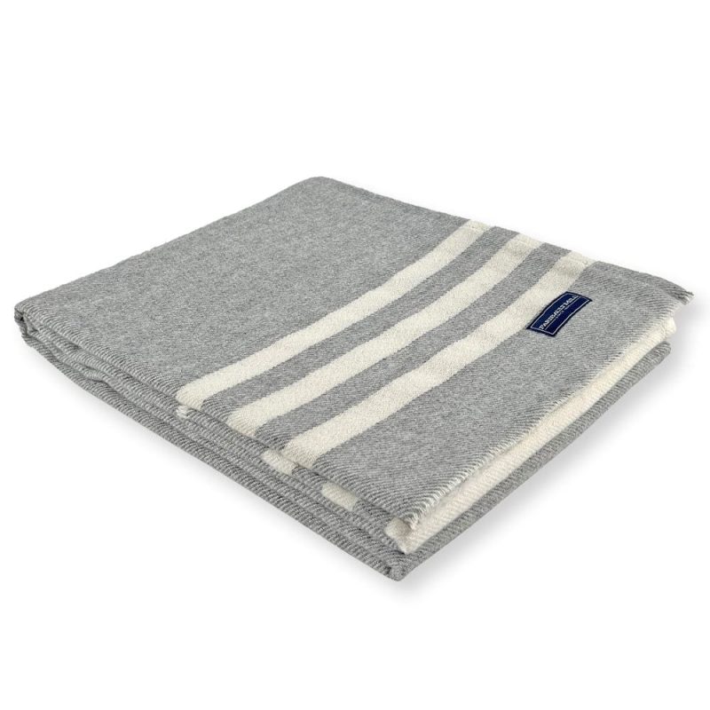 Trapper Wool Throw Gray Natural Stripe active Current group-gallery machine washable personalization Stripes