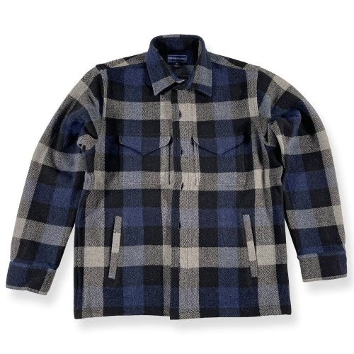 Tri-Color Buffalo Check Shirt Jacket - Navy/Gray Rust Navy active dry clean only Full Price