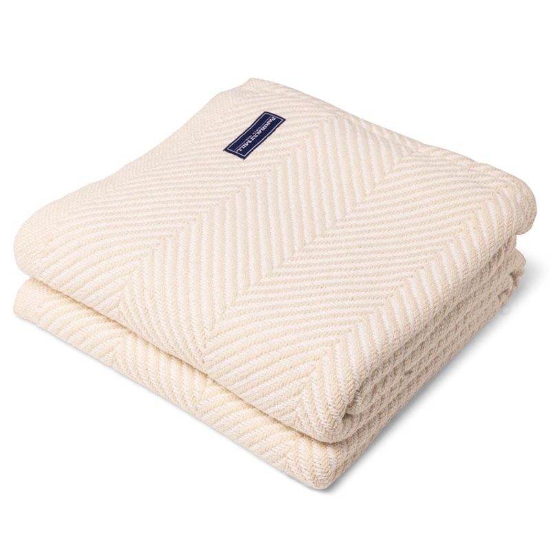 Monhegan Cotton Throw Without Fringe Natural White Fringeless active All Throws Best Seller Cotton Throws Current Full Price FWM group-gallery Herringbone Collection Herringbone Throw machine washable personalization Regular Priced Throws