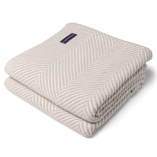 Monhegan Cotton Throw Without Fringe White Oyster Fringeless active All Throws Best Seller Cotton Throws Current Full Price FWM group-gallery Herringbone Collection Herringbone Throw machine washable personalization Regular Priced Throws