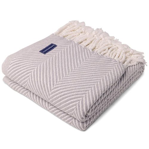 Monhegan Cotton Throw With Fringe Dove Gray With Fringe active All Throws Best Seller Cotton Throws Current Full Price FWM group-gallery Herringbone Collection Herringbone Throw machine washable personalization Regular Priced Throws