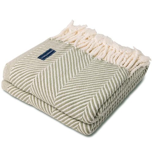 Monhegan Cotton Throw With Fringe Tea Soft White With Fringe active All Throws Best Seller Cotton Throws Current Full Price FWM group-gallery Herringbone Collection Herringbone Throw machine washable personalization Regular Priced Throws