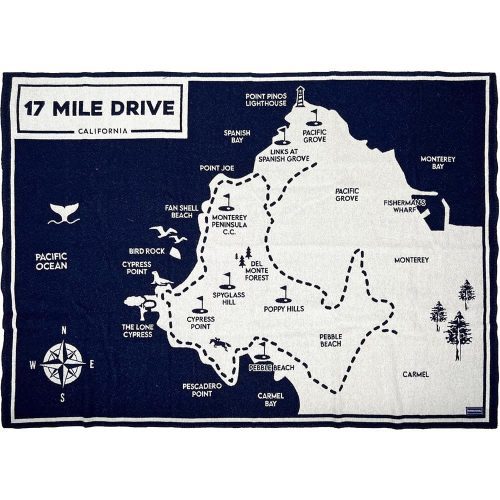 17 Mile Drive Map Wool Throw Blanket 17 Mile Drive active Current Dry clean or hand wash Full Price Lakes & Maps