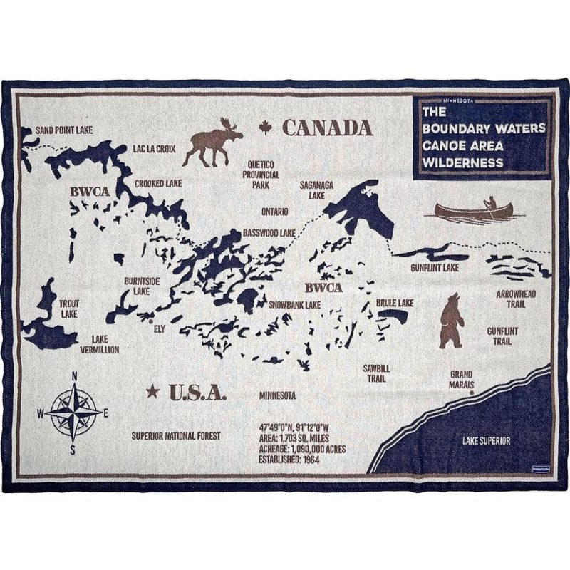 BWCA Map Wool Throw Blanket BWCA Map active Current Dry clean or hand wash Full Price Lakes & Maps