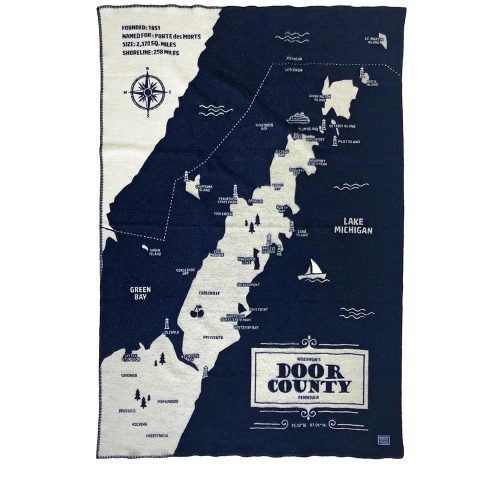 Door County Map Wool Throw Blanket Door County active Current Dry clean or hand wash Full Price Lakes & Maps