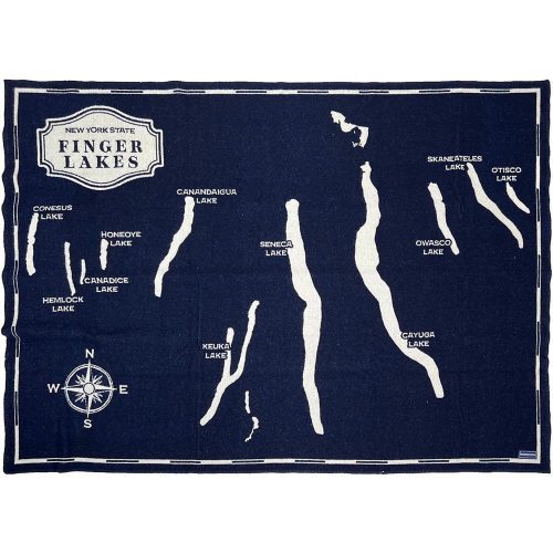 Finger Lakes Map Wool Throw Blanket Finger Lakes Map active Current Dry clean or hand wash Full Price Lakes & Maps