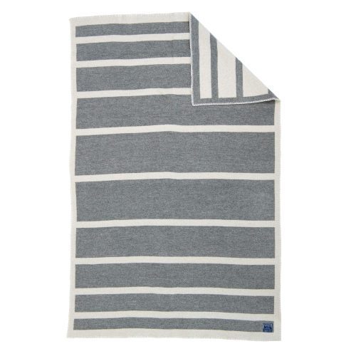 faribault mill framed stripe heather gray natural reversible framed stripe wool throw 12469139243117