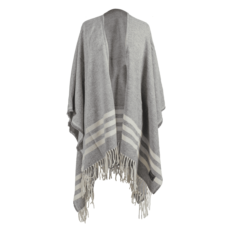 Trapper Wool Shawl Gray Natural Stripe active Current Dry clean or hand wash