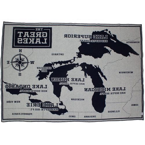 faribault mill great lakes great lakes map wool throw 28037421662317