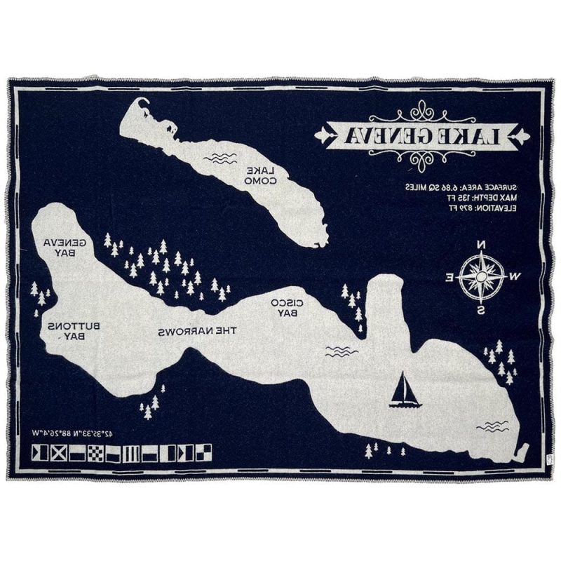 faribault mill lake geneva lake geneva map wool throw blanket 29400216207469