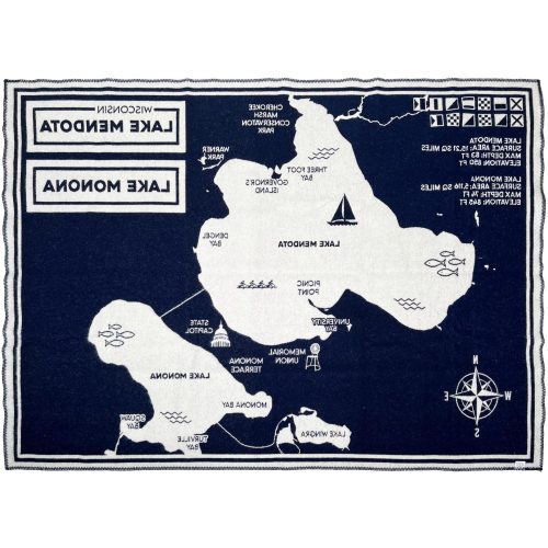 faribault mill lake mendota monona map lake mendota monona map wool throw blanket 29400451711085