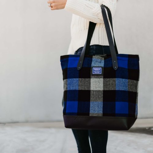 faribault mill lowertown tri color buffalo check wool tote 30117097996397 1