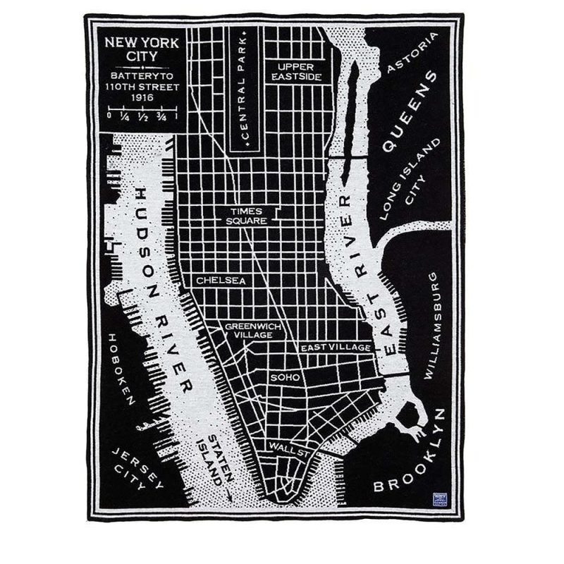 New York City Map Wool Throw New York City active Current Dry clean or hand wash Full Price Lakes & Maps