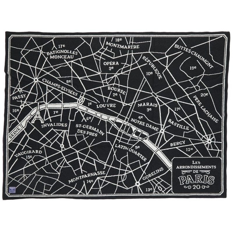 Paris Map Wool Throw Paris Map active Current Dry clean or hand wash Full Price Lakes & Maps