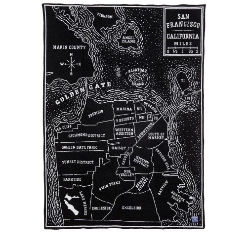 San Francisco Map Wool Throw San Francisco active Current Dry clean or hand wash Full Price Lakes & Maps