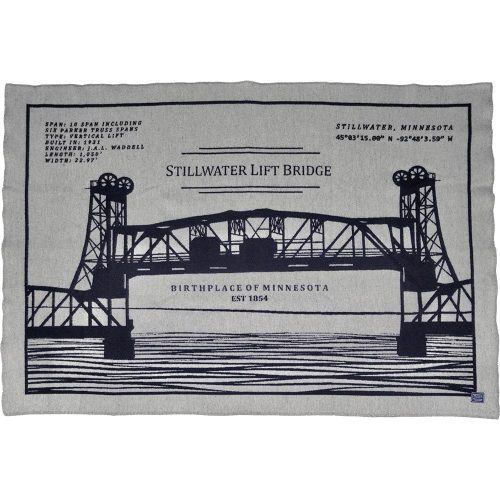 Stillwater Bridge Map Wool Throw Blanket Stillwater Bridge active Current Dry clean or hand wash Full Price Lakes & Maps