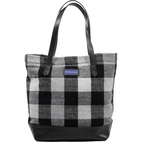 Lowertown Tri-Color Buffalo Check Wool Tote Black White active Current group-gallery Patterns & Plaids