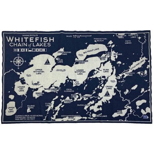 Whitefish Chain of Lakes Map Throw Whitefish Chain of Lakes active Current Dry clean or hand wash Full Price Lakes & Maps