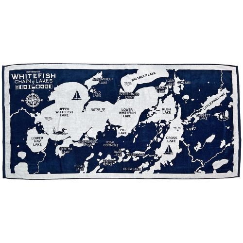 Whitefish Chain of Lakes Map Towel Whitefish Chain of Lakes active Current Full Price machine washable