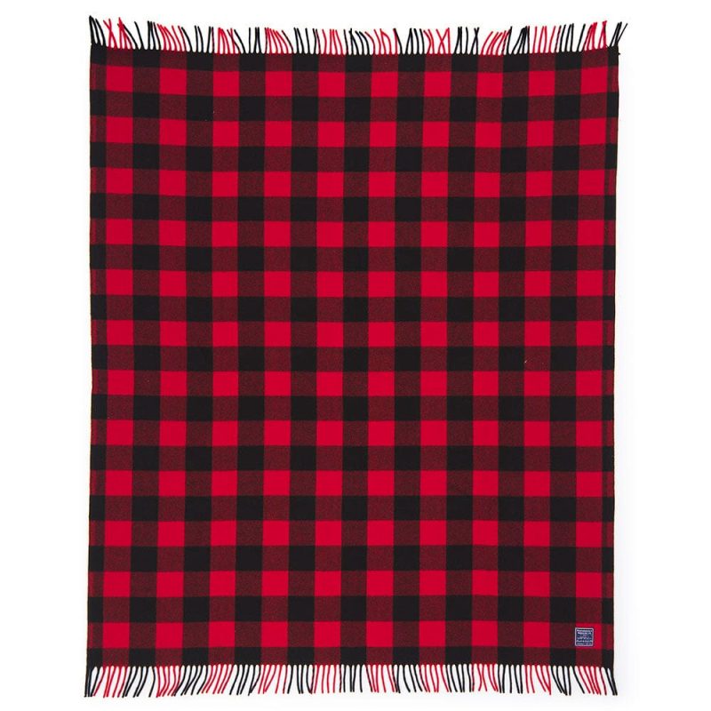 faribault woolen mill buffalo check red throw unfolded 14558382129261