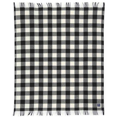 faribault woolen mill buffalo check white throw unfolded 14558382096493