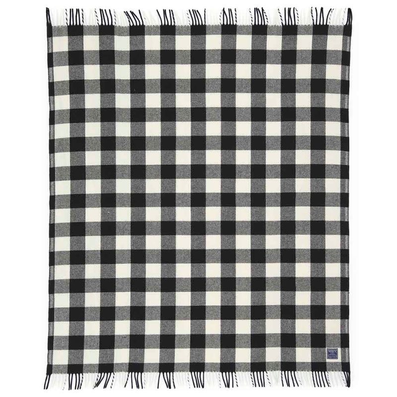 faribault woolen mill white black factory second buffalo check throw white 16093709664365